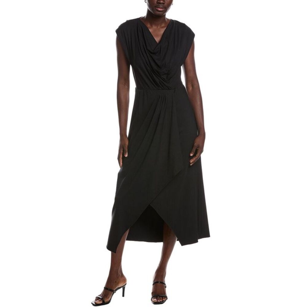 Hugo Boss Womens Boss Elena Pleated Midi Dress, Black
